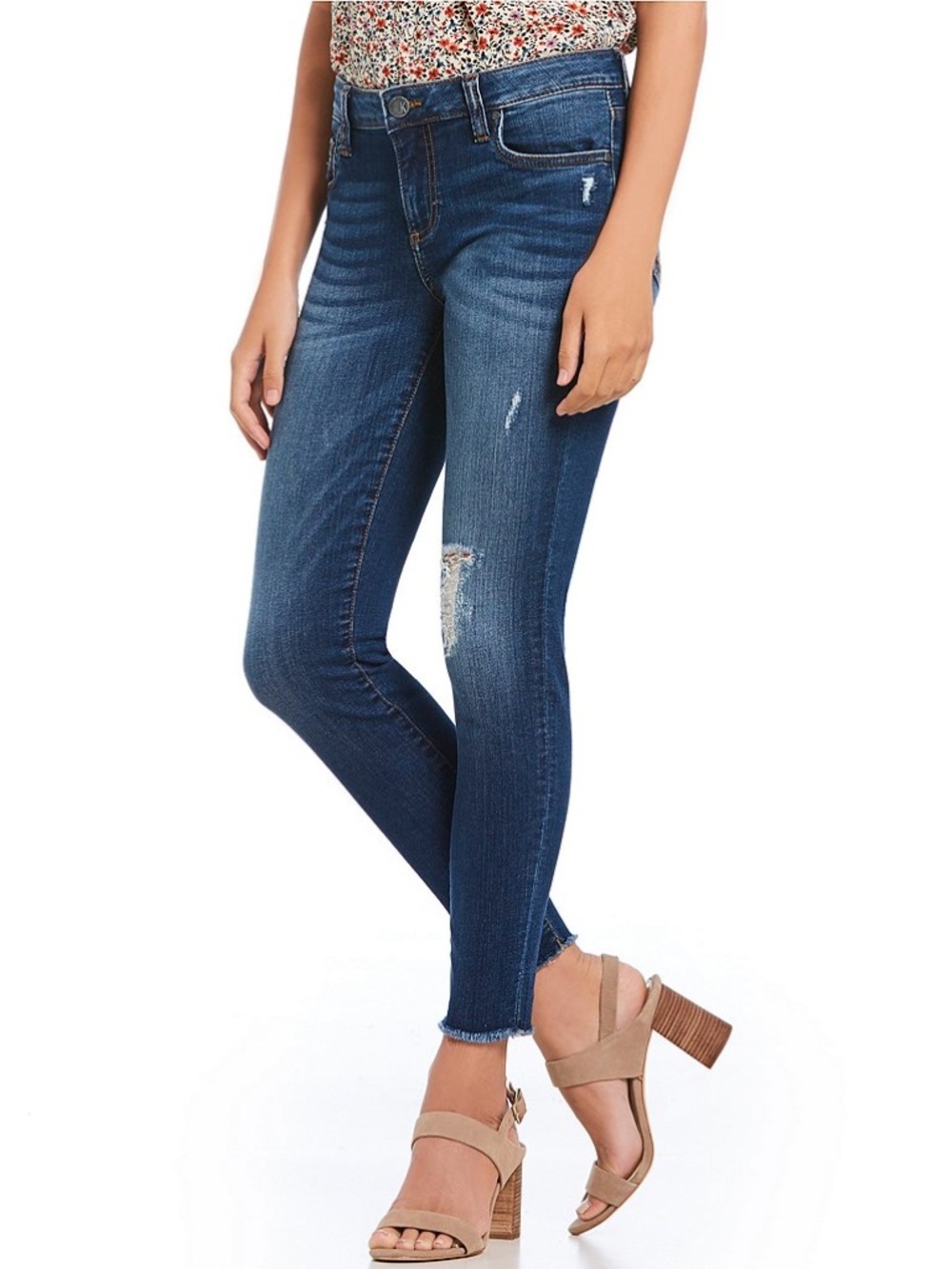 KUT from the Kloth Connie Ankle Skinny Fray Hem Slight Destruction Jeans